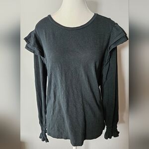 a.n.a Slub Knit Ruffle Shoulder Tee Plus Size 0X